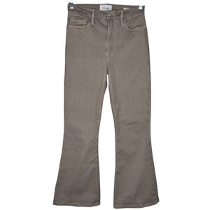 FRAME Le Crop Flare Jeans Womens 25 Camel Houndstooth High Rise Cropped Denim